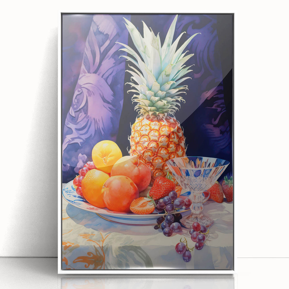 Maximalist Still Life Wall Art with Bold Pineapple and Vibrant Fruit Display