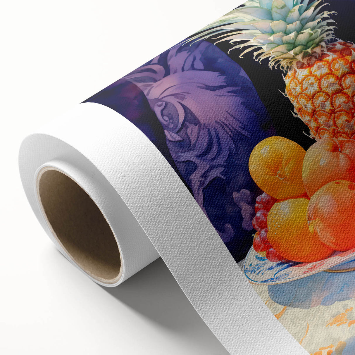 Maximalist Still Life Wall Art with Bold Pineapple and Vibrant Fruit Display