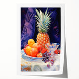 Maximalist Still Life Wall Art with Bold Pineapple and Vibrant Fruit Display