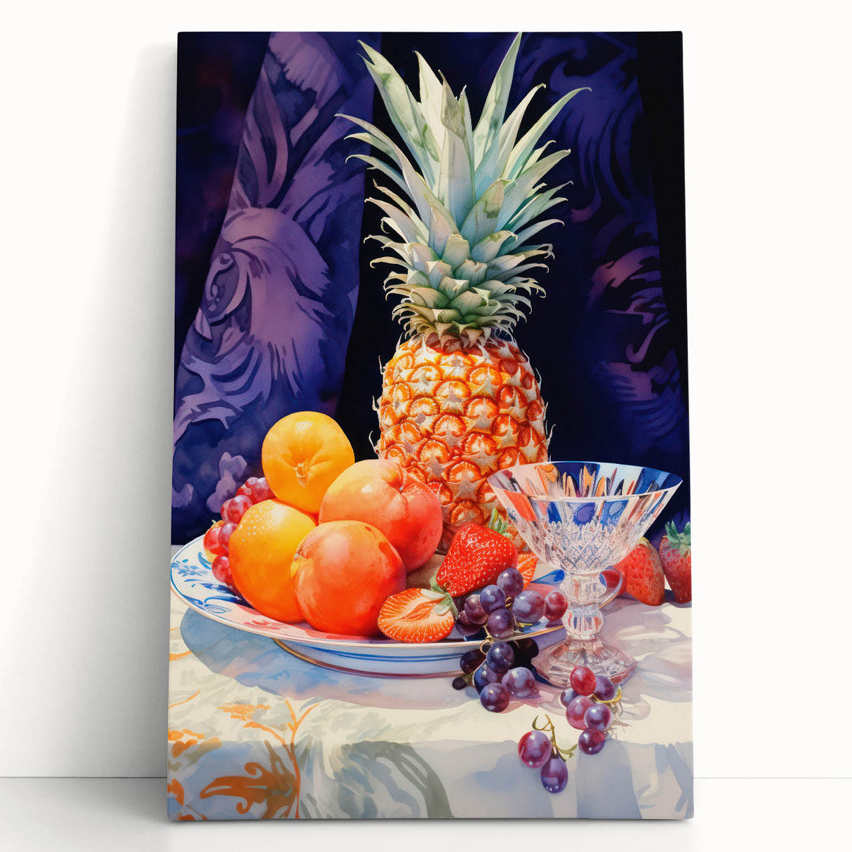 Maximalist Still Life Wall Art with Bold Pineapple and Vibrant Fruit Display