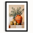 Maximalist Still Life Wall Art with Bold Terracotta Vases and Foliage