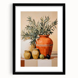 Maximalist Still Life Wall Art with Bold Terracotta Vases and Foliage