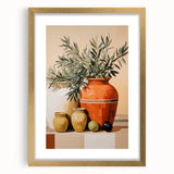 Maximalist Still Life Wall Art with Bold Terracotta Vases and Foliage