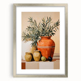 Maximalist Still Life Wall Art with Bold Terracotta Vases and Foliage