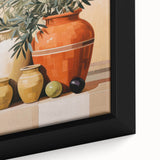 Maximalist Still Life Wall Art with Bold Terracotta Vases and Foliage