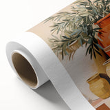 Maximalist Still Life Wall Art with Bold Terracotta Vases and Foliage