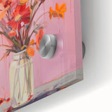 Maximalist Floral Wall Art with Bold Red and Yellow Flowers in Vase Design