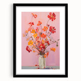 Maximalist Floral Wall Art with Bold Red and Yellow Flowers in Vase Design