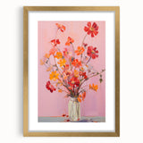 Maximalist Floral Wall Art with Bold Red and Yellow Flowers in Vase Design