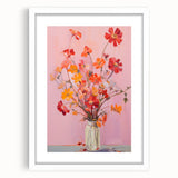 Maximalist Floral Wall Art with Bold Red and Yellow Flowers in Vase Design