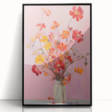Maximalist Floral Wall Art with Bold Red and Yellow Flowers in Vase Design