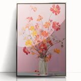 Maximalist Floral Wall Art with Bold Red and Yellow Flowers in Vase Design