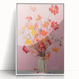 Maximalist Floral Wall Art with Bold Red and Yellow Flowers in Vase Design