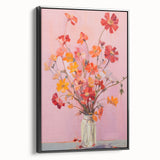 Maximalist Floral Wall Art with Bold Red and Yellow Flowers in Vase Design