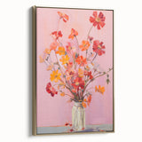 Maximalist Floral Wall Art with Bold Red and Yellow Flowers in Vase Design