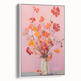 Maximalist Floral Wall Art with Bold Red and Yellow Flowers in Vase Design