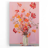 Maximalist Floral Wall Art with Bold Red and Yellow Flowers in Vase Design