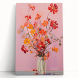Maximalist Floral Wall Art with Bold Red and Yellow Flowers in Vase Design