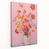 Maximalist Floral Wall Art with Bold Red and Yellow Flowers in Vase Design