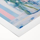 Maximalist Floral Wall Art with Vibrant Tulips and Colorful Striped Design