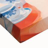 Maximalist Floral Still Life Wall Art with Red Tulips and Tea Setting