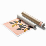 Maximalist Still Life Wall Art with Bold Leaves, Lemons, and Pastel Pink