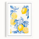 Maximalist Wall Art - Bold Lemon and Blue Foliage Decor for Vibrant Homes