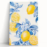 Maximalist Wall Art - Bold Lemon and Blue Foliage Decor for Vibrant Homes