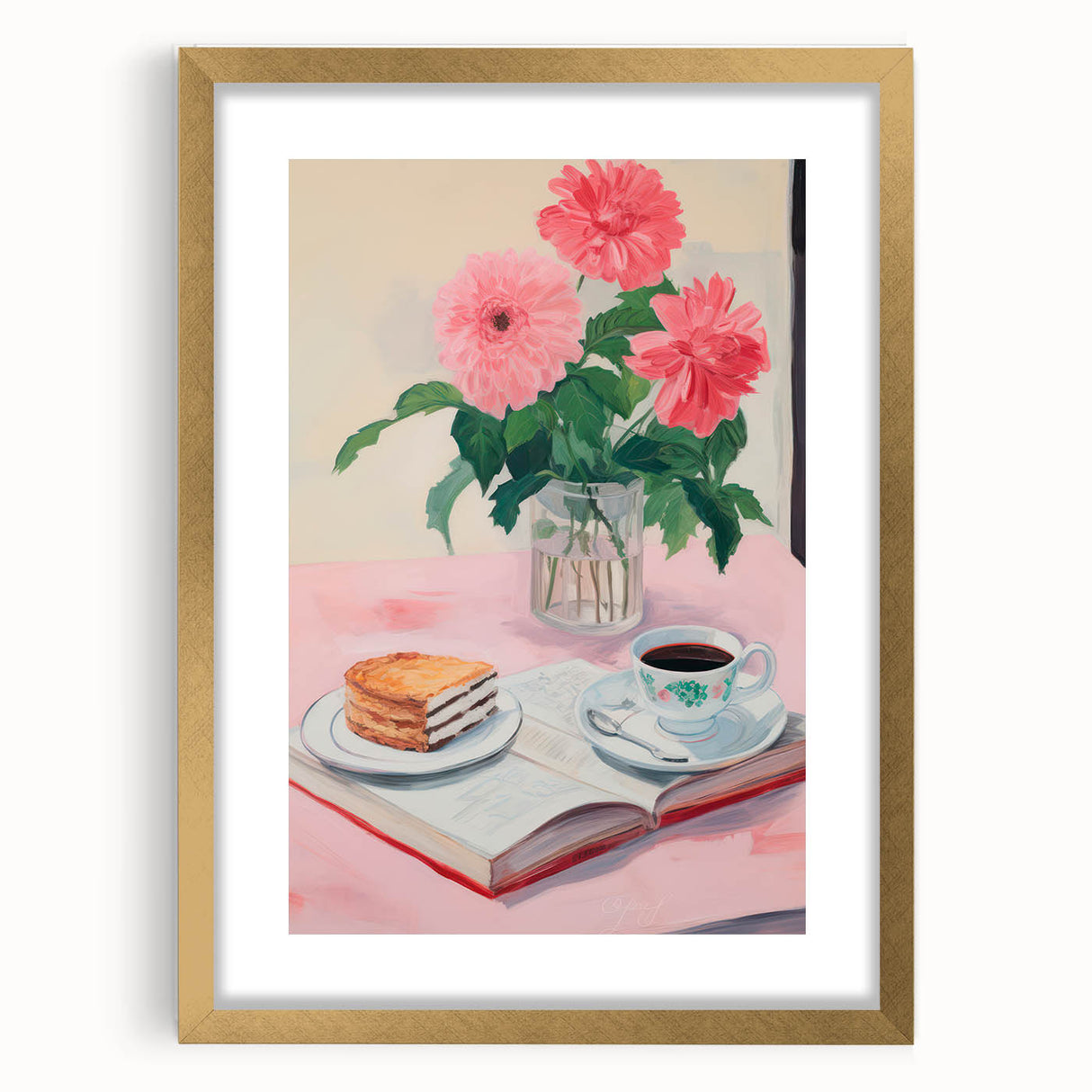 Maximalist Wall Art - Bold Floral Breakfast Scene Decor for Vibrant Spaces
