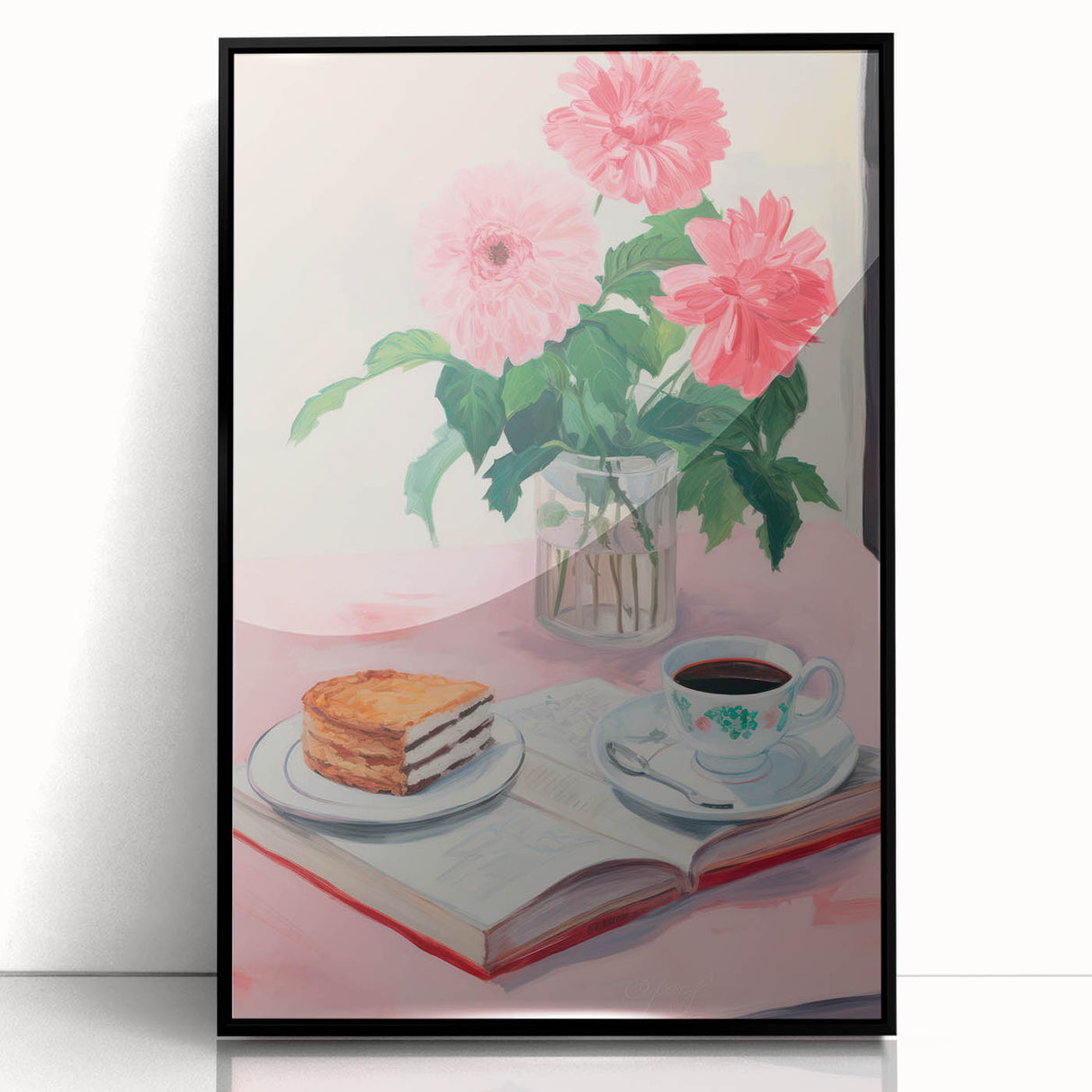 Maximalist Wall Art - Bold Floral Breakfast Scene Decor for Vibrant Spaces