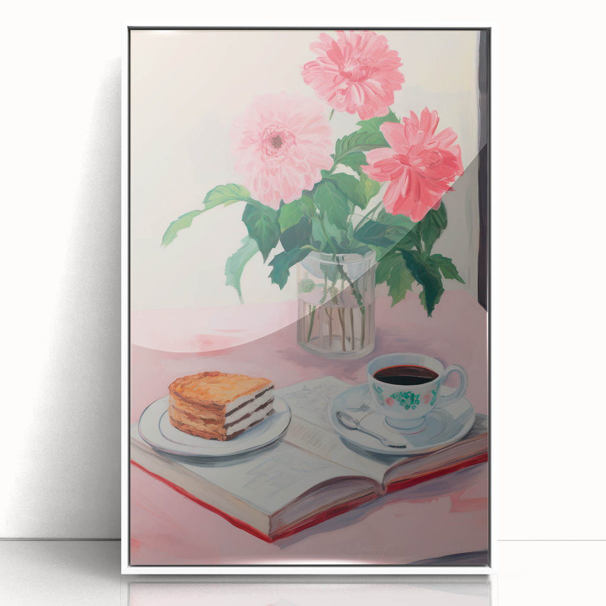 Maximalist Wall Art - Bold Floral Breakfast Scene Decor for Vibrant Spaces