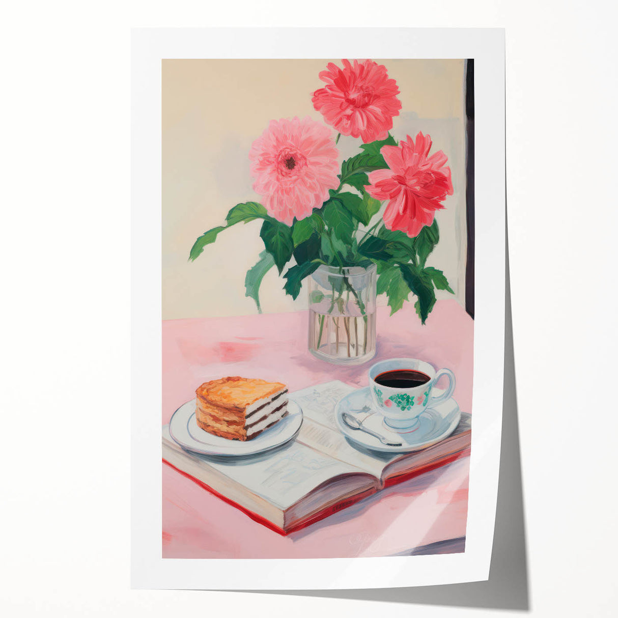 Maximalist Wall Art - Bold Floral Breakfast Scene Decor for Vibrant Spaces