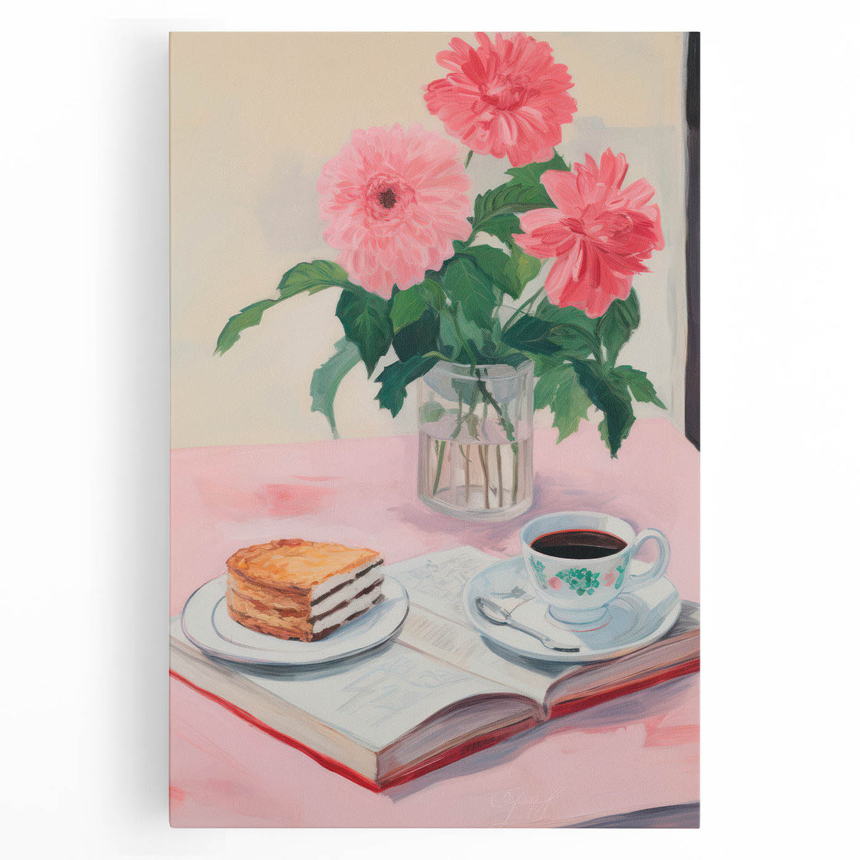 Maximalist Wall Art - Bold Floral Breakfast Scene Decor for Vibrant Spaces