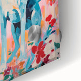 Maximalist Wall Art - Bold Dog Portrait with Floral Pink Background