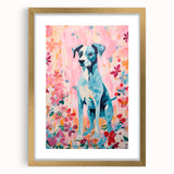 Maximalist Wall Art - Bold Dog Portrait with Floral Pink Background