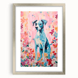 Maximalist Wall Art - Bold Dog Portrait with Floral Pink Background