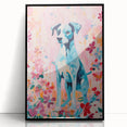 Maximalist Wall Art - Bold Dog Portrait with Floral Pink Background