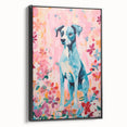Maximalist Wall Art - Bold Dog Portrait with Floral Pink Background