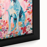 Maximalist Wall Art - Bold Dog Portrait with Floral Pink Background