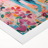 Maximalist Wall Art - Bold Dog Portrait with Floral Pink Background