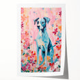 Maximalist Wall Art - Bold Dog Portrait with Floral Pink Background