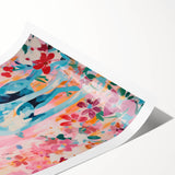 Maximalist Wall Art - Bold Dog Portrait with Floral Pink Background