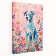 Maximalist Wall Art - Bold Dog Portrait with Floral Pink Background