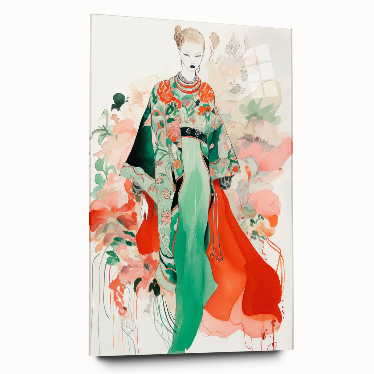 Maximalist Wall Art - Bold Fashion Illustration with Floral Accents