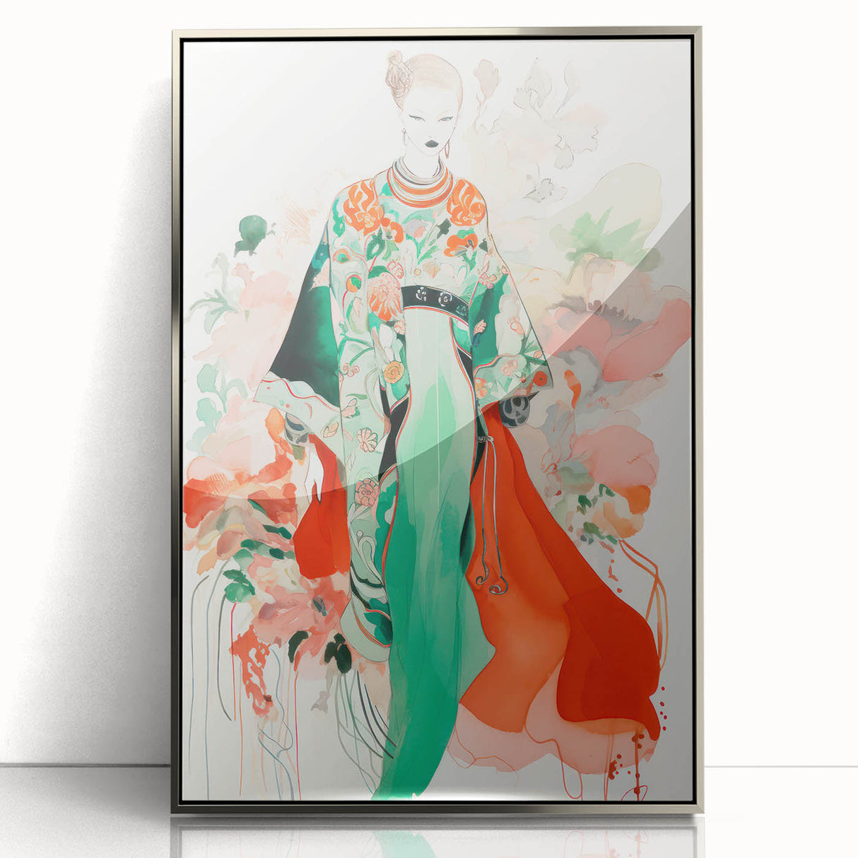 Maximalist Wall Art - Bold Fashion Illustration with Floral Accents