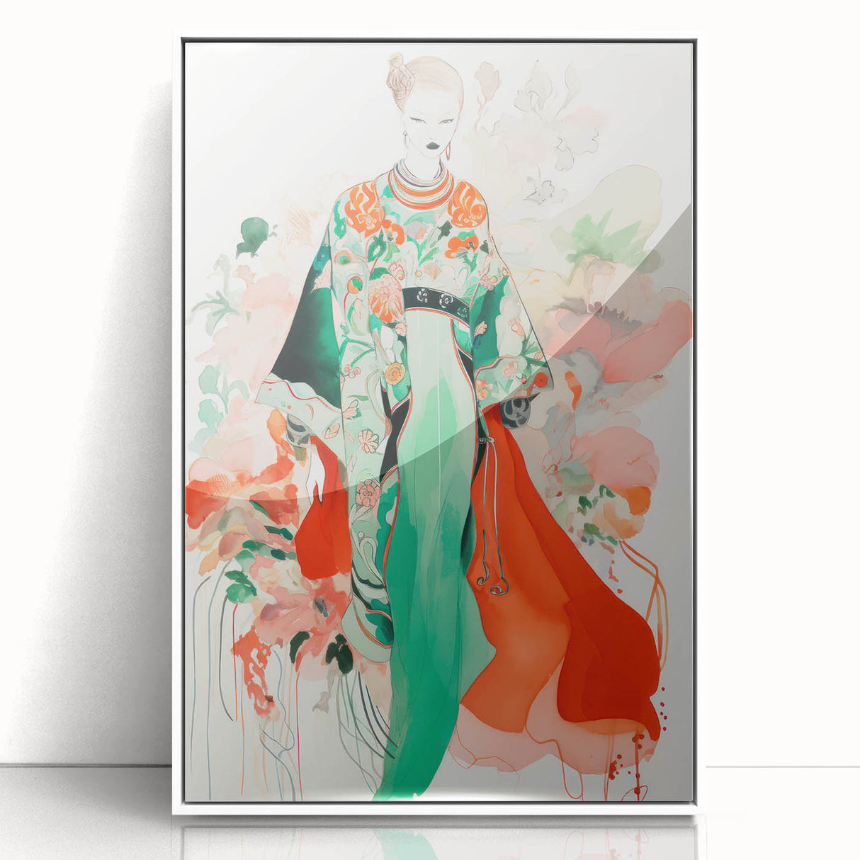 Maximalist Wall Art - Bold Fashion Illustration with Floral Accents