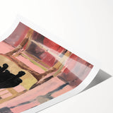 Maximalist Wall Art - Bold Black Cat on Chair with Pink Background