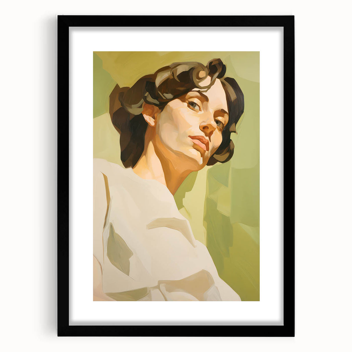 Maximalist Wall Art - Bold Portrait with Warm Tones and Expressive Style