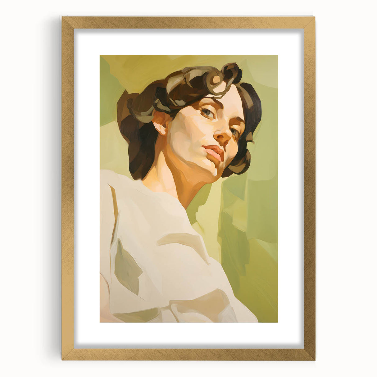 Maximalist Wall Art - Bold Portrait with Warm Tones and Expressive Style
