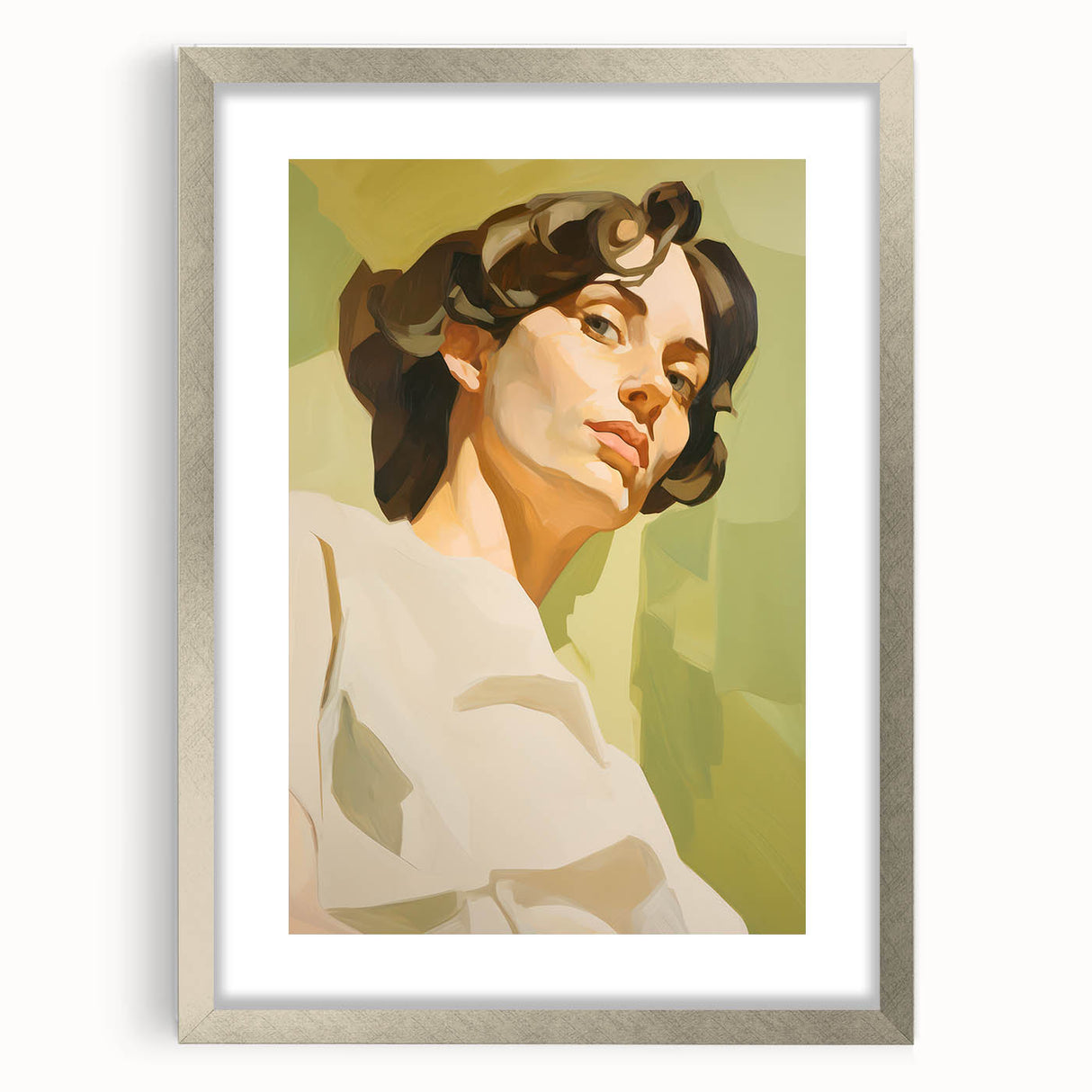 Maximalist Wall Art - Bold Portrait with Warm Tones and Expressive Style